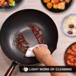 12.8" Carbon Steel Wok-11Pcs Woks & Stir Fry Pans Wok Pan with Lid, No Chemical Coated Chinese Wok with 10 Cookware Accessories, Flat Bottom Wok for Electric, Induction,Gas Stoves