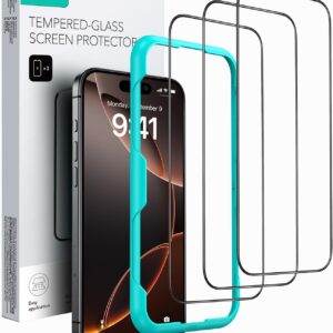 ESR 3 Pack for iPhone 16 Pro Screen Protector, [9H Hardness] [Military Grade Shatterproof] Tempered Glass Film with Easy Installation Tool, HD Clear, Scratch Resistant
