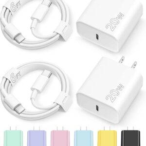 iPhone 16 15 Charger Fast Charging Type C Chargers USB C Charger Block iPhone 16 Chargers with 2 Pack 6FT Cable for iPhone 16/16 Plus/16 Pro/16 Pro Max/iPhone 15/15 Pro Max/iPad Pro/AirPods