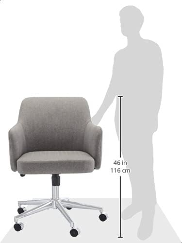 Amazon Basics Modern Home Office Desk Chairs, Adjustable Height, 360 Degree Swivel, 25"D x 23.25"W x 36.25"H, Light Gray