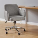 Amazon Basics Modern Home Office Desk Chairs, Adjustable Height, 360 Degree Swivel, 25"D x 23.25"W x 36.25"H, Light Gray