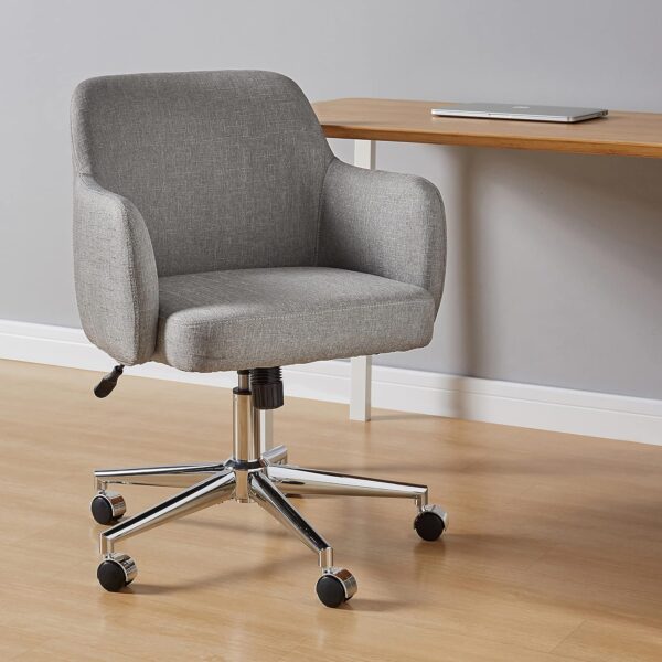 Amazon Basics Modern Home Office Desk Chairs, Adjustable Height, 360 Degree Swivel, 25"D x 23.25"W x 36.25"H, Light Gray