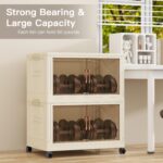 5 Storage Bins with 5 Lids, 23 Gal Collapsible Storage Bins, 5 Packs Stackable Storage Bins with Wheels,Large Closet Organizers and Storage, Double Door Stackable Storage Bins for Home,Office