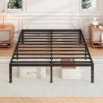 18 Inch Full Bed Frame - Sturdy Metal Platform Full Size, No Box Spring Needed, Heavy Duty, Easy Assembly, Strong Bearing Capacity, Under Bed Storage, Black