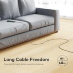USB C Cable, 4-in-1 USB-C Cable (6ft), 100W USB-C Charger Cable with Hook-and-Loop Fastener and Cable Management, USB-C Cable/Fast Charging for MacBook, iPad, iPhone, Samsung, Gray