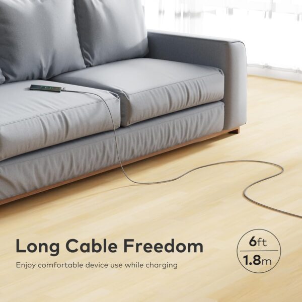 USB C Cable, 4-in-1 USB-C Cable (6ft), 100W USB-C Charger Cable with Hook-and-Loop Fastener and Cable Management, USB-C Cable/Fast Charging for MacBook, iPad, iPhone, Samsung, Gray