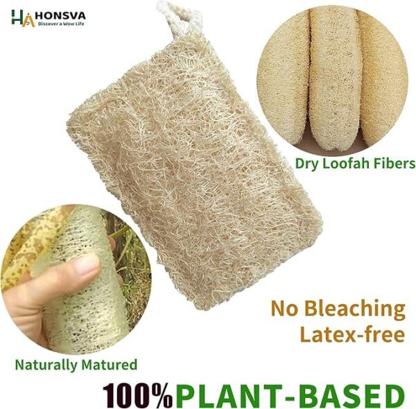 Large Natural Dish Scrubber, Loofah Dishwashing Sponge (6 Pcs), No Scratch for Dish, Large Size 5.2″L*3.2″W, Loofah Plant Kitchen Eco-Scrubber, Zero Waste and Eco Friendly Sponges, Unbleached.