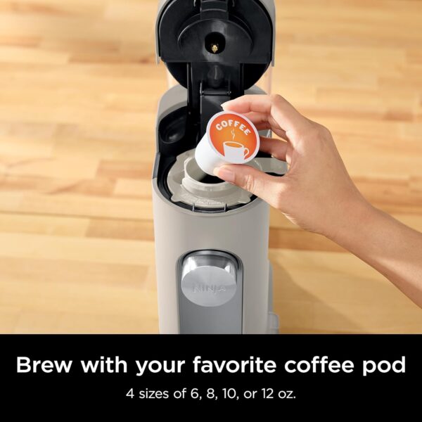 Ninja Pod & Grounds Specialty XL Single-Serve Coffee Maker, K-Cup Pod Compatible, Brews Grounds, Compact Design, Built-In Milk Frother, 68-oz. Reservoir, 6-oz. Cup to 24-oz. Mug Sizes, Stone, PB055AST