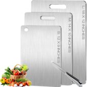 Titanium Cutting Board-3 pack Titanium Cutting Boards for Kitchen/Double Sided Titanium Cutting Mat Stainless Steel Food Grade Cutting Boards,Stainless Non Stick Chopping Board