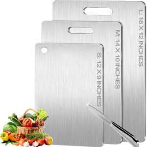 Titanium Cutting Board-3 pack Titanium Cutting Boards for Kitchen/Double Sided Titanium Cutting Mat Stainless Steel Food Grade Cutting Boards,Stainless Non Stick Chopping Board