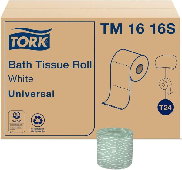 Tork Septic Safe Toilet Paper White, 100% Recycled, 2-ply, 500 Sheets per Roll, 96 Rolls