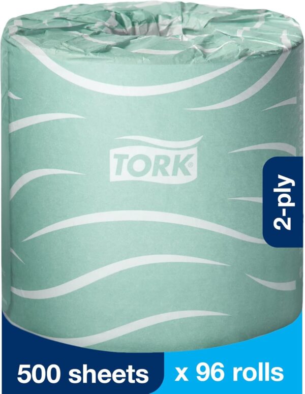 Tork Septic Safe Toilet Paper White, 100% Recycled, 2-ply, 500 Sheets per Roll, 96 Rolls