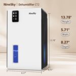 NineSky Dehumidifier for Home, 95 OZ Water Tank, (1000 sq.ft) Dehumidifiers for Bathroom Bedroom Basement with Auto Shut Off,7 Colors LED Light(White)