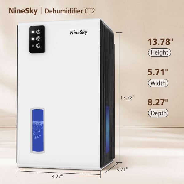 NineSky Dehumidifier for Home, 95 OZ Water Tank, (1000 sq.ft) Dehumidifiers for Bathroom Bedroom Basement with Auto Shut Off,7 Colors LED Light(White)