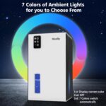 NineSky Dehumidifier for Home, 95 OZ Water Tank, (1000 sq.ft) Dehumidifiers for Bathroom Bedroom Basement with Auto Shut Off,7 Colors LED Light(White)