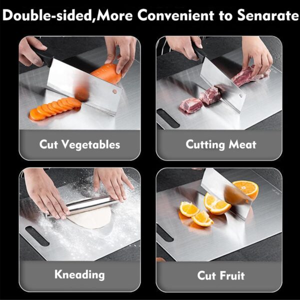Titanium Cutting Board-3 pack Titanium Cutting Boards for Kitchen/Double Sided Titanium Cutting Mat Stainless Steel Food Grade Cutting Boards,Stainless Non Stick Chopping Board