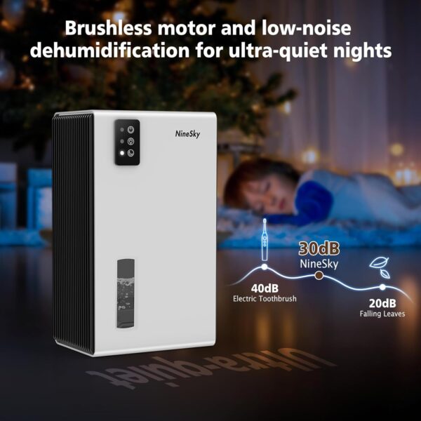 NineSky Dehumidifier for Home, 95 OZ Water Tank, (1000 sq.ft) Dehumidifiers for Bathroom Bedroom Basement with Auto Shut Off,7 Colors LED Light(White)