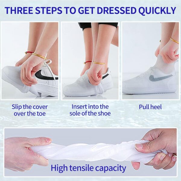 Shoe Covers Waterproof Rain Shoes Covers Reusable Foldable Rain Boots Slip Resistant Rubber Sole Overshoes Protectors for Cleaning Camping Travel Rain Galoshes with Buttons