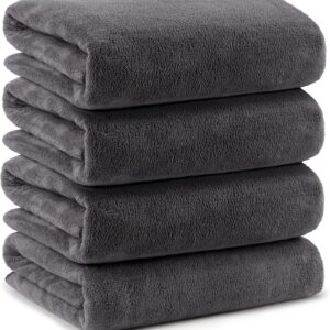 Orighty Bath Towel Set Pack of 4(27’’ x 54’’) - Soft Feel Bath Towel Sets, Highly Absorbent Microfibre Towels for Body, Quick Drying, Microfibre Bath Towels for Sport, Yoga, SPA, Fitness - Grey