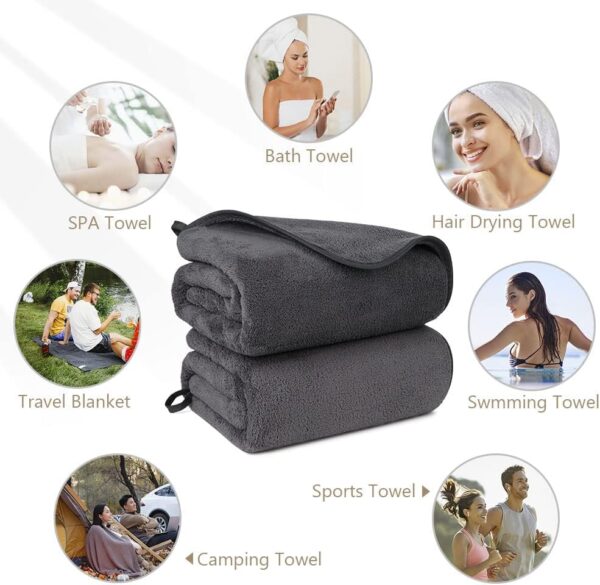 Orighty Bath Towel Set Pack of 4(27’’ x 54’’) - Soft Feel Bath Towel Sets, Highly Absorbent Microfibre Towels for Body, Quick Drying, Microfibre Bath Towels for Sport, Yoga, SPA, Fitness - Grey