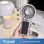 Mros Solar-Powered Handheld Desktop Fan, Portable, Outdoor USB Rechargeable for Summer.